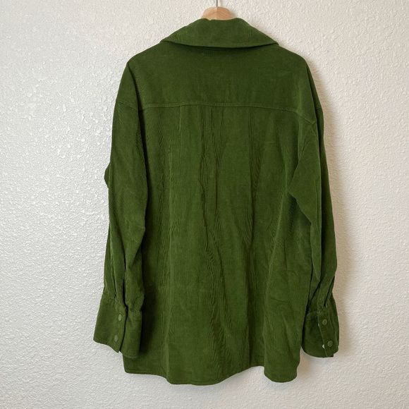 WeWoreWhat x Revolve Green Corduroy Oversized Shacket Women's Size Medium/Large - Picture 3 of 6